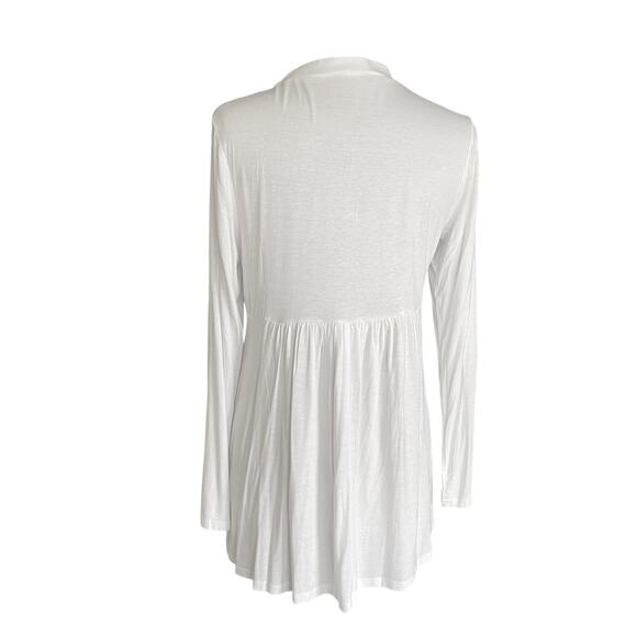 SeSe Code White Knit Tunic Top Pleated & Gathered LARGE Cottagecore Minimalist - Picture 5 of 7